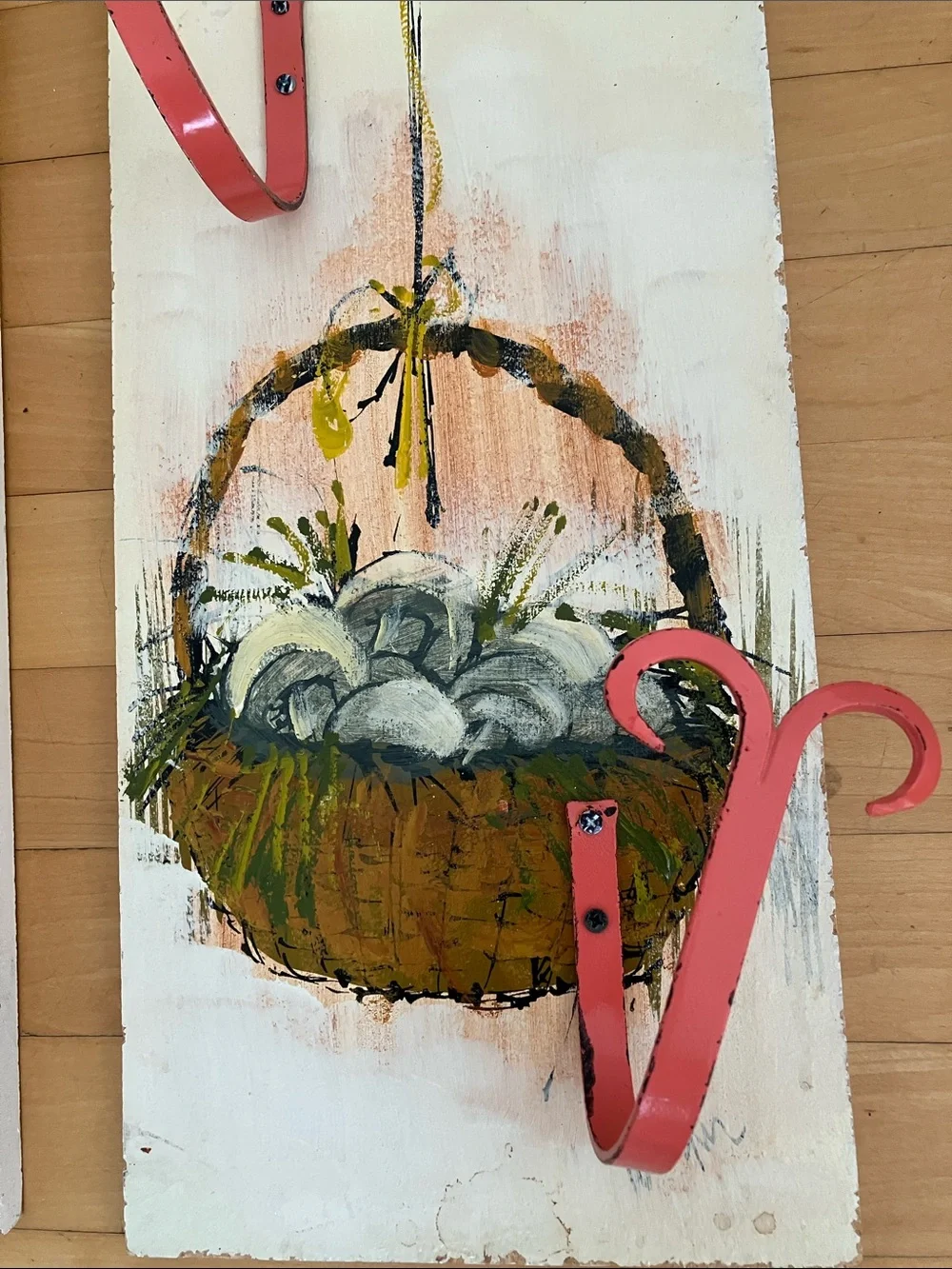 Hand Painted Wood Wall Panels With Hooks. Ready to Hang